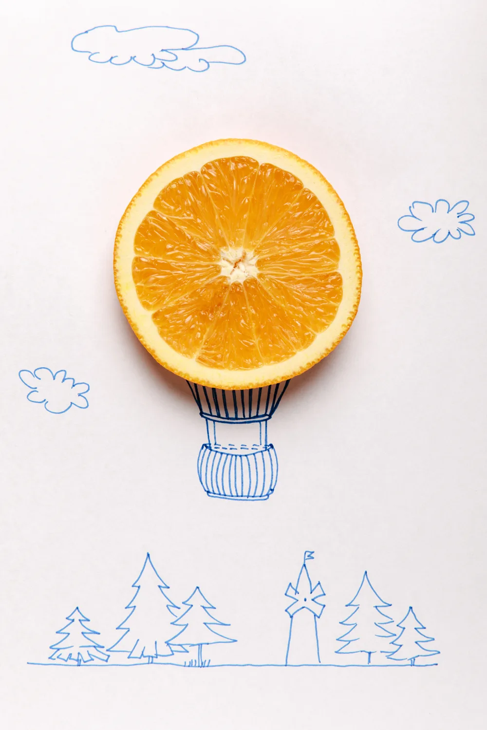 Orange Slice Hot Air Balloon on Paper Orange Slice Hot Air Balloon on Paper