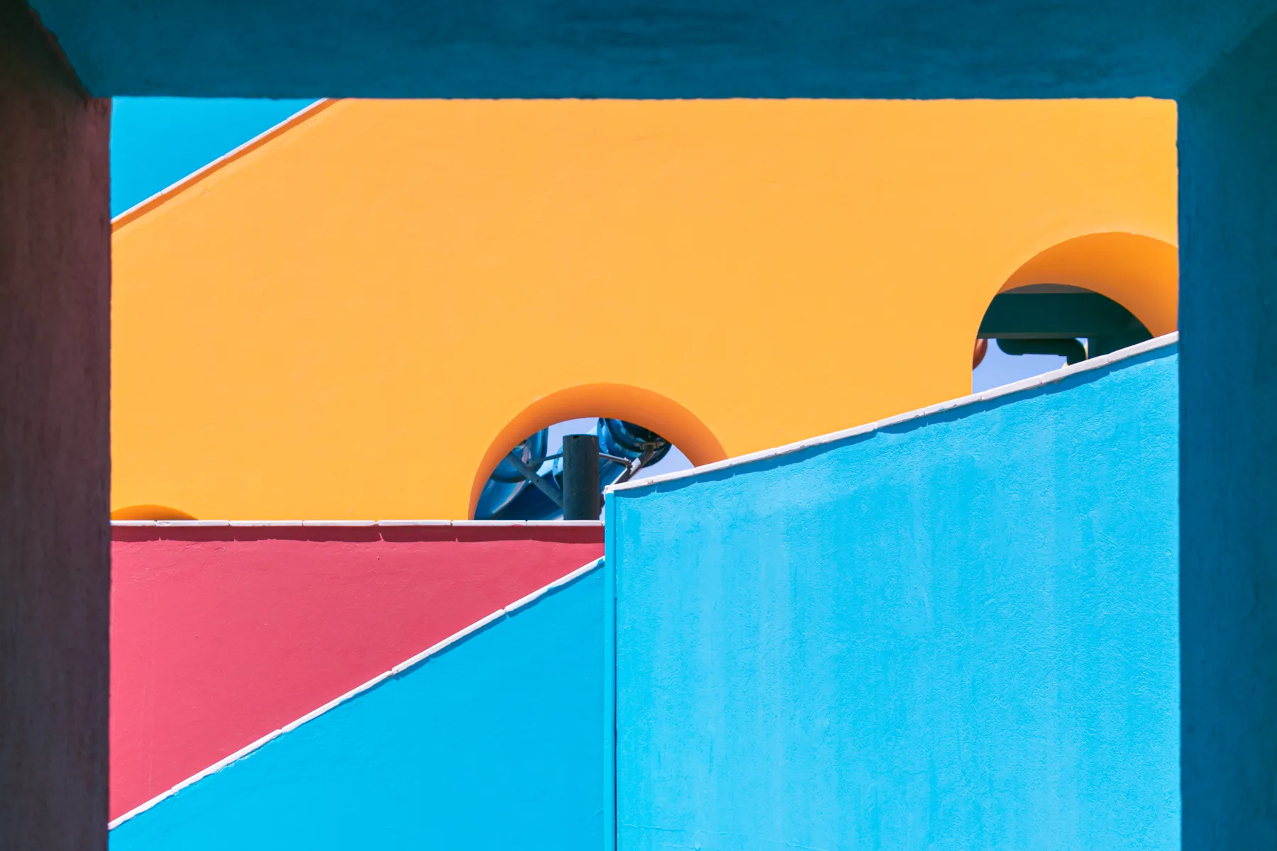 Abstract City Architecture with Bold Colors and Arches Abstract City Architecture with Bold Colors and Arches