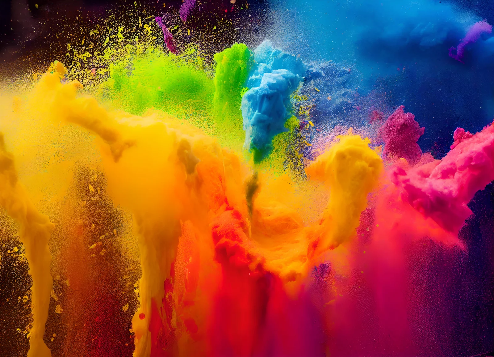 An explosion of colourful powder