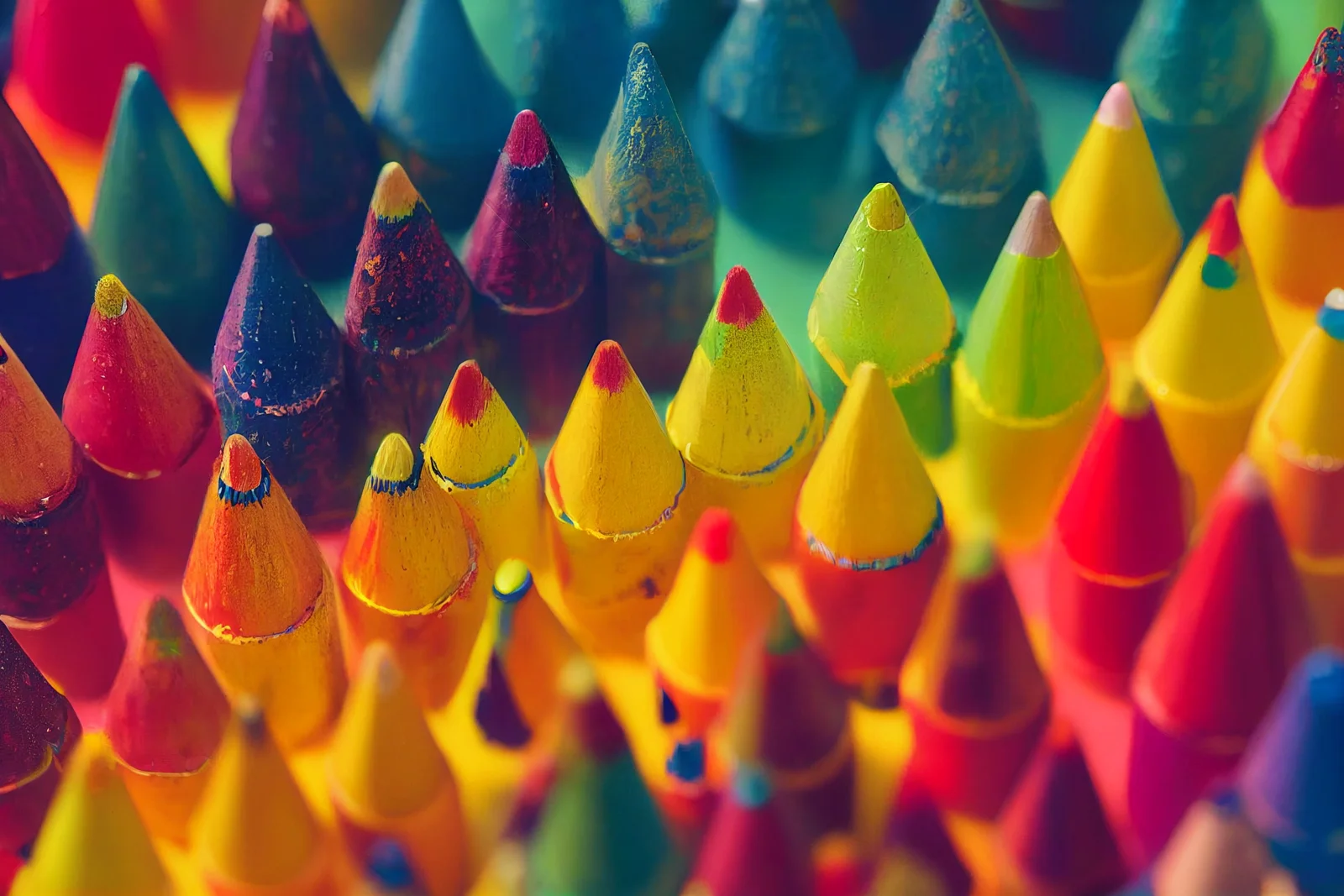 Colourful pencil tips
